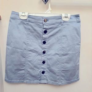 Blue button up mini skirt